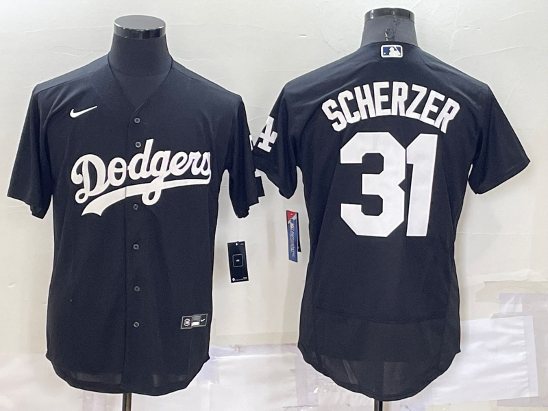 Men's Los Angeles Dodgers #31 Max Scherzer Black Flex Base Stitched Baseball Jersey Men's Los Angeles Dodgers #31 Max Scherzer Black Flex Base Stitched Baseball Jersey